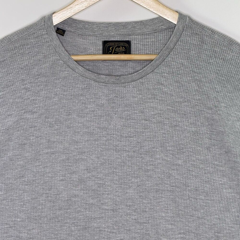 JACHS MFG Thermal Knit Long Sleeve Shirt Men's XXL Gray Waffle Weave Crewneck